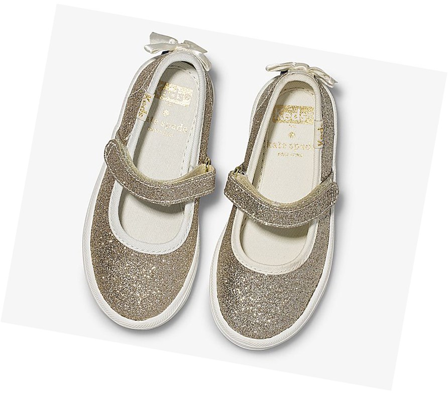 Zapatos Mary Jane Keds Big Kid x kate spade new york Sloane MJ Glitter Mary Janes Niños Doradas | NPW-316042