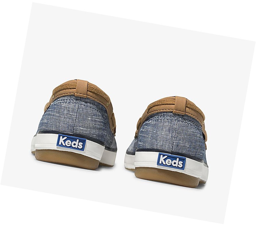 Zapatos Slip On Keds Charter Airy Chambray Comodidad Mujer Azul Marino | KQZ-104765