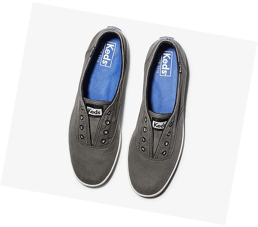 Zapatos Slip On Keds Chillax Seasonal Washable Mujer Gris Oscuro | ETH-721489