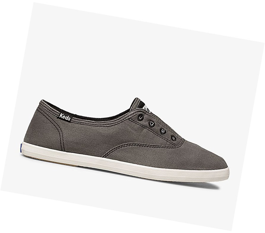 Zapatos Slip On Keds Chillax Seasonal Washable Mujer Gris Oscuro | ETH-721489