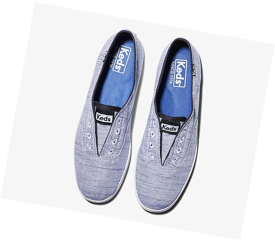 Zapatos Slip On Keds Chillax Yarn Dye Stripe Comodidad Mujer Azules | JPZ-567980