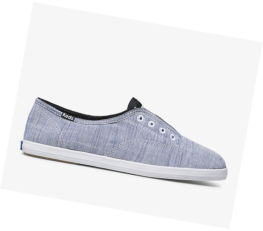 Zapatos Slip On Keds Chillax Yarn Dye Stripe Comodidad Mujer Azules | JPZ-567980