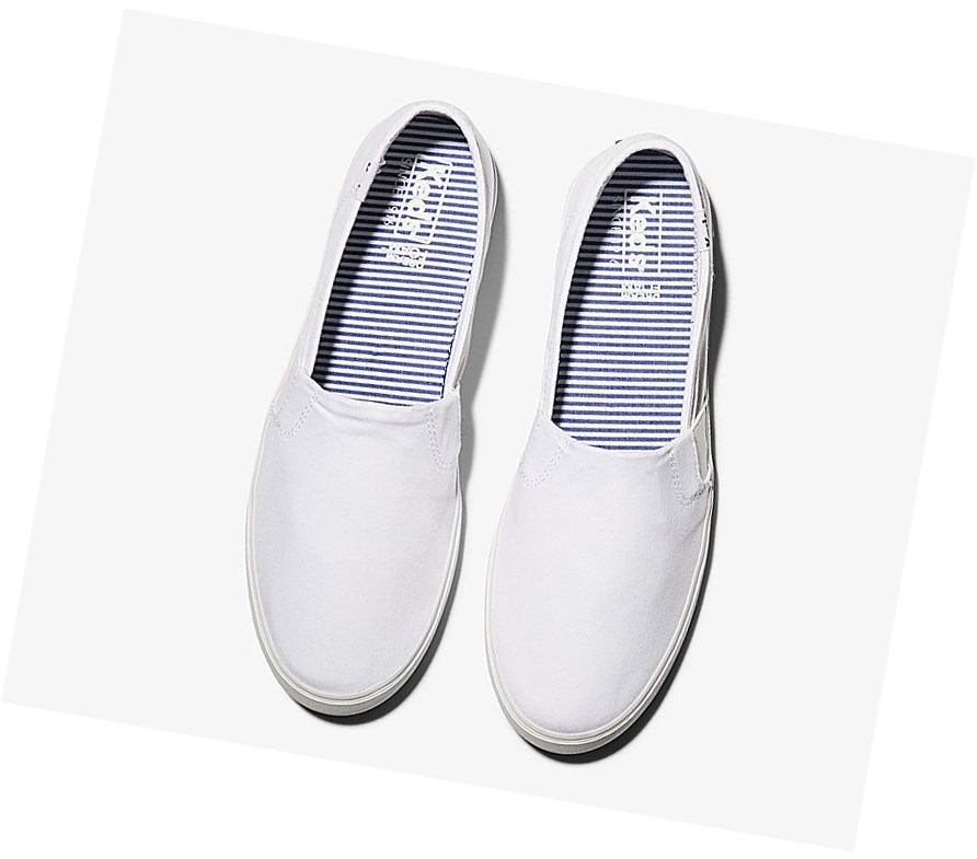 Zapatos Slip On Keds Clipper Washed Solids Mujer Blancas | EMZ-296701