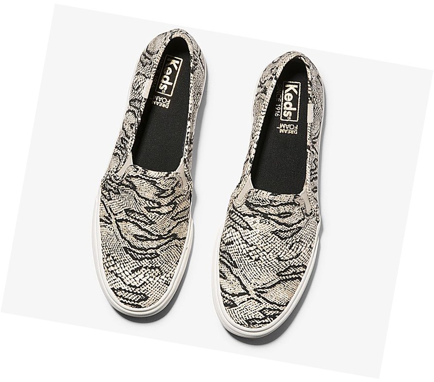 Zapatos Slip On Keds Double Decker Animal Mujer Creme Serpent | IXZ-562983