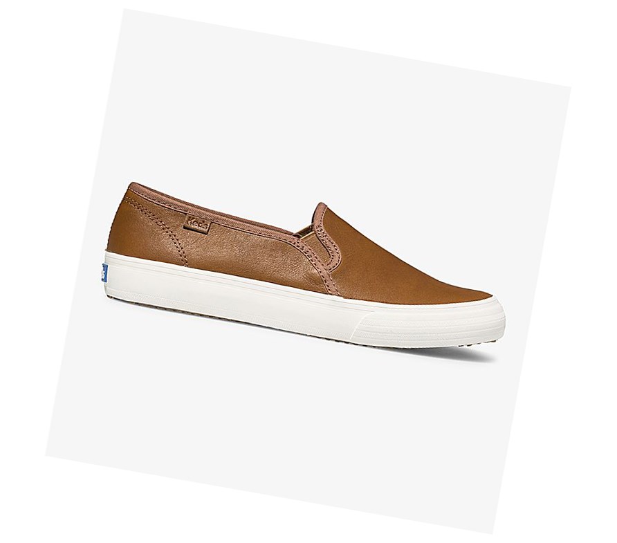 Zapatos Slip On Keds Double Decker Cuero Mujer Marrones | EYC-075698