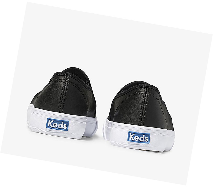 Zapatos Slip On Keds Double Decker Cuero Mujer Negras | TAI-156972