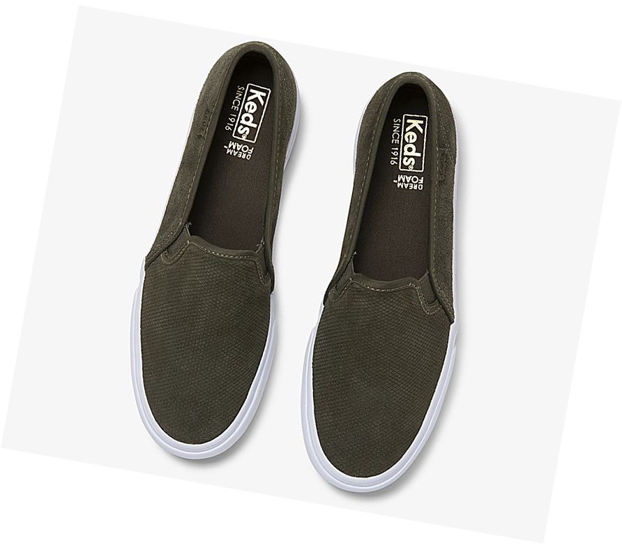 Zapatos Slip On Keds Double Decker Gamuza Fall Mujer Verde | HJE-980274