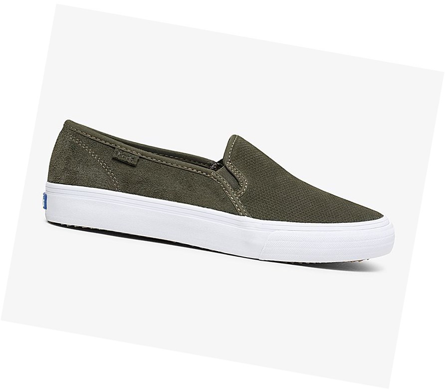 Zapatos Slip On Keds Double Decker Gamuza Fall Mujer Verde | HJE-980274