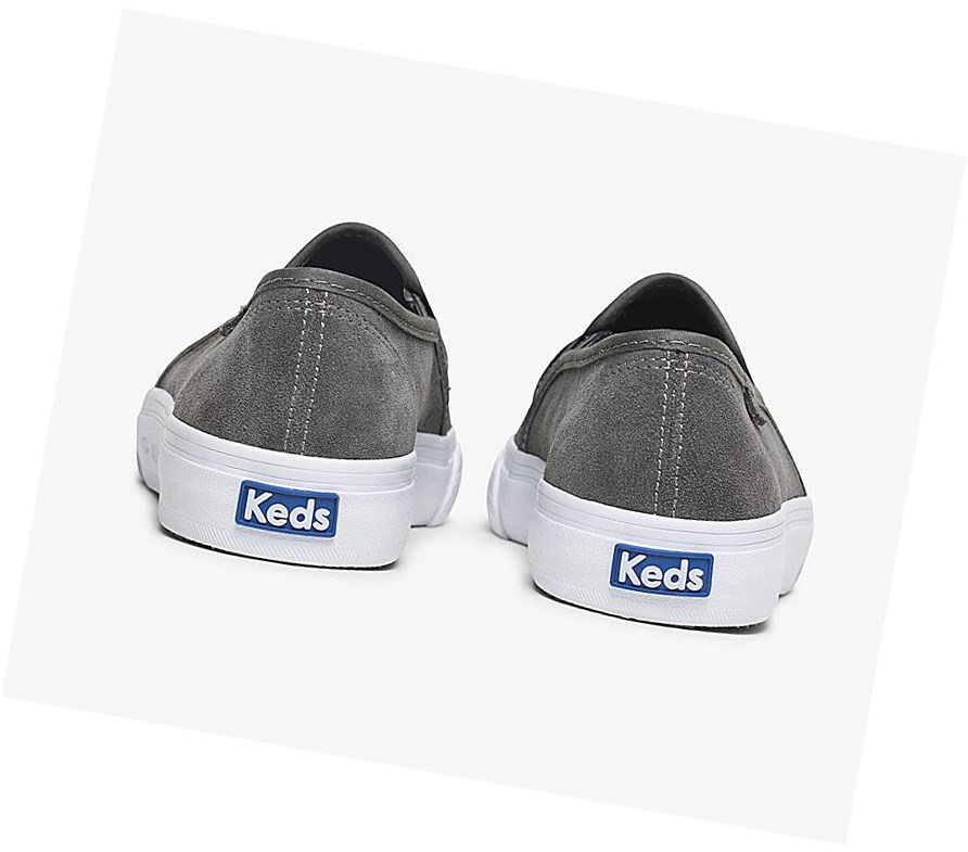 Zapatos Slip On Keds Double Decker Gamuza Fall Mujer Gris Oscuro | RNJ-095746