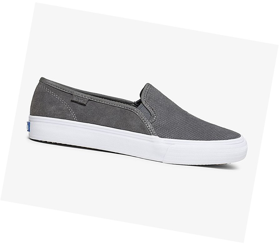 Zapatos Slip On Keds Double Decker Gamuza Fall Mujer Gris Oscuro | RNJ-095746