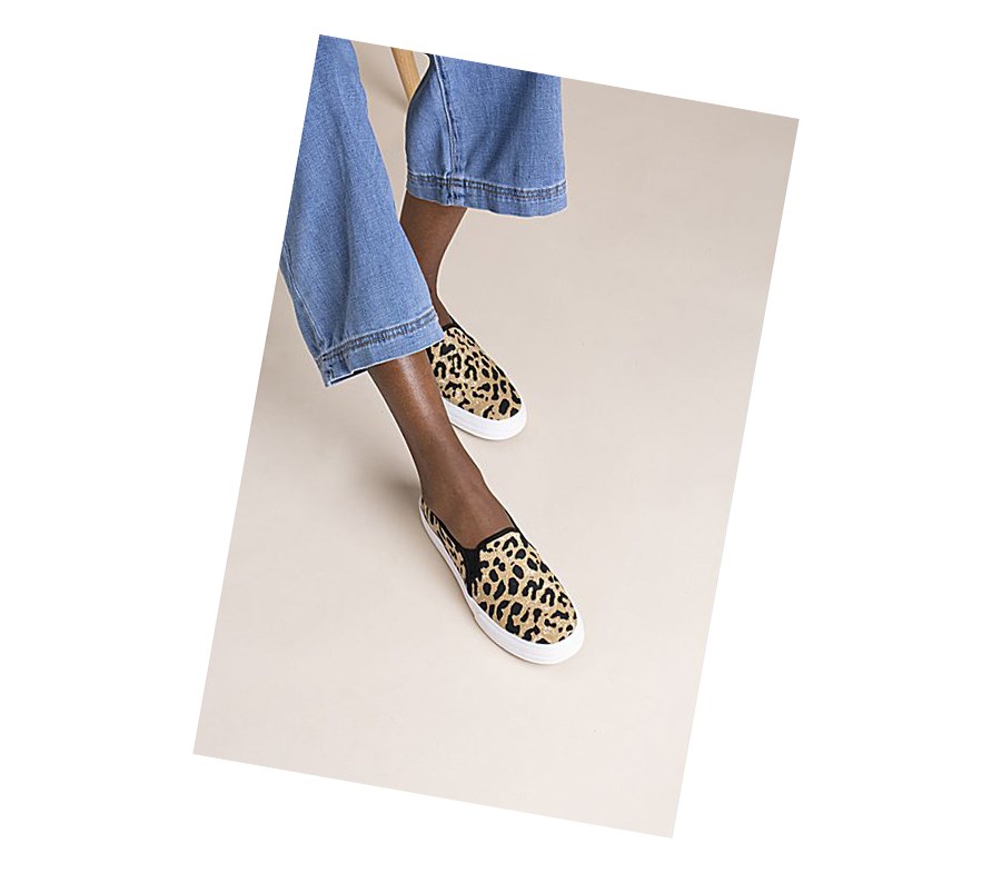 Zapatos Slip On Keds Double Decker Leopard Mujer Marrones | WTQ-431506