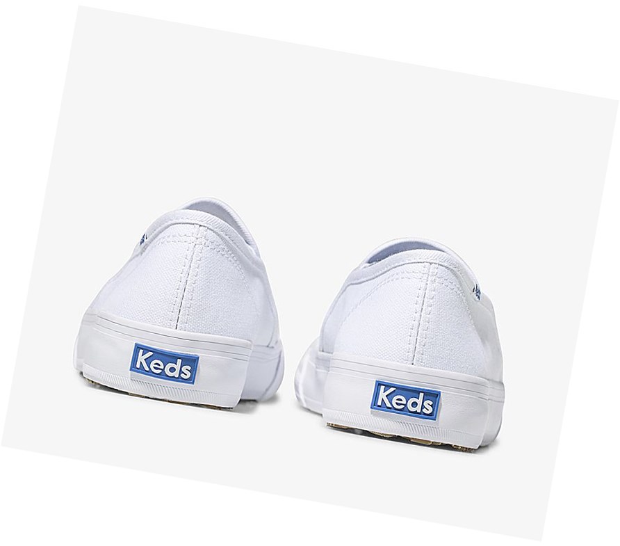 Zapatos Slip On Keds Double Decker Lona Mujer Blancas | NJW-679521