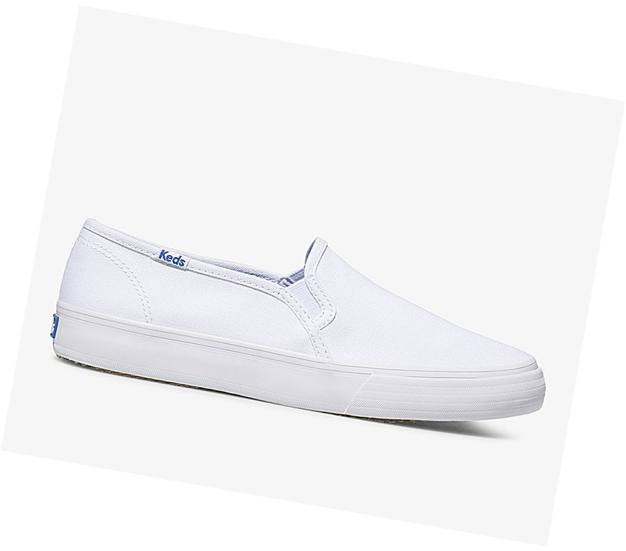 Zapatos Slip On Keds Double Decker Lona Mujer Blancas | NJW-679521