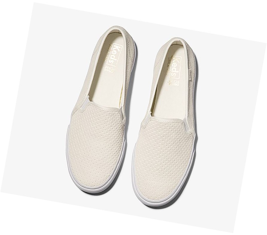 Zapatos Slip On Keds Double Decker Perf Gamuza Mujer Blancas | ASQ-106273