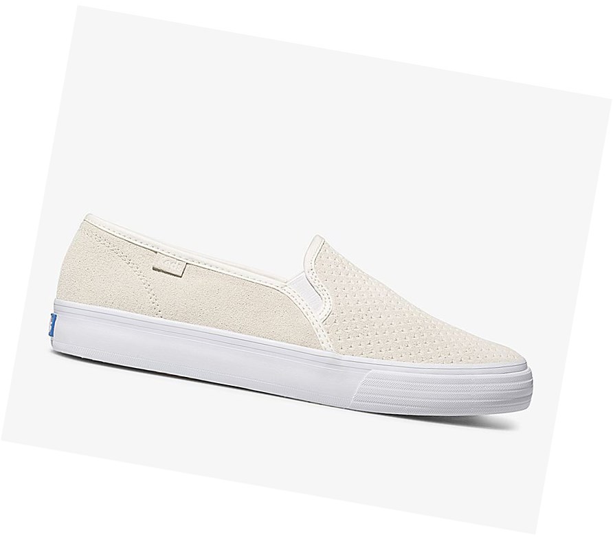 Zapatos Slip On Keds Double Decker Perf Gamuza Mujer Blancas | ASQ-106273