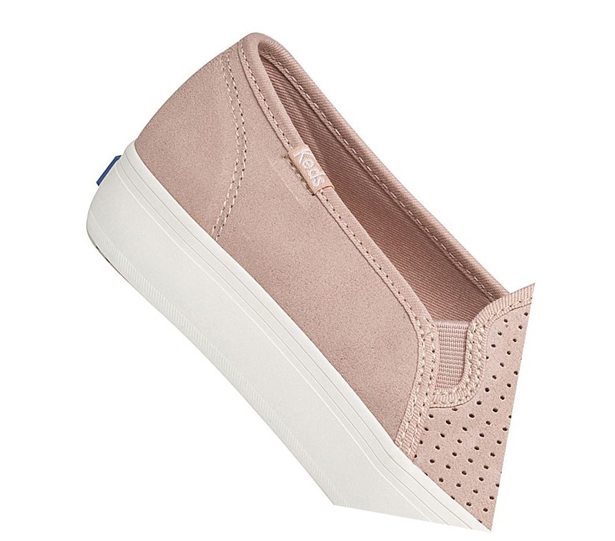 Zapatos Slip On Keds Double Decker Perf Gamuza Comodidad Mujer Blancas | DCW-096741