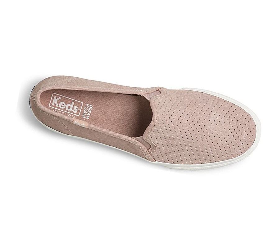 Zapatos Slip On Keds Double Decker Perf Gamuza Comodidad Mujer Blancas | DCW-096741