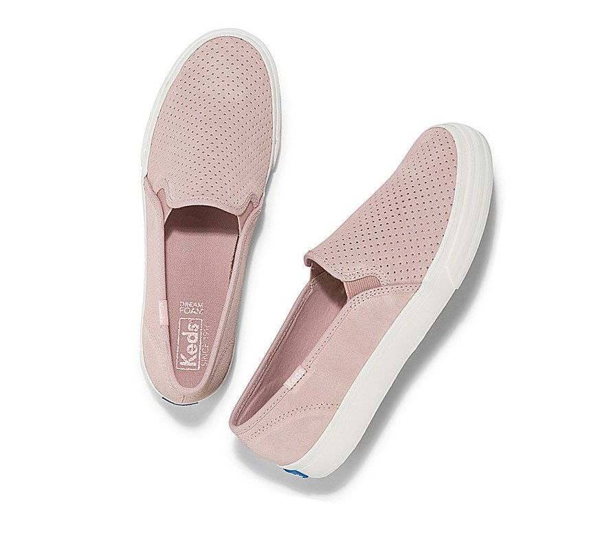 Zapatos Slip On Keds Double Decker Perf Gamuza Fall Mujer Rosas | FUM-302418