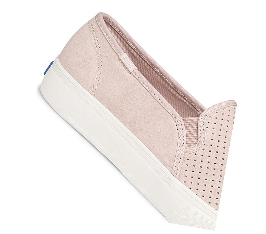 Zapatos Slip On Keds Double Decker Perf Gamuza Fall Mujer Rosas | FUM-302418