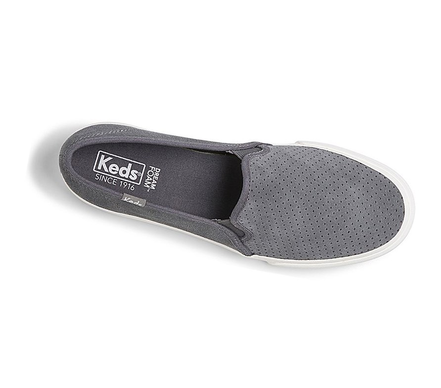 Zapatos Slip On Keds Double Decker Perf Gamuza Fall Mujer Gris | HGI-316509