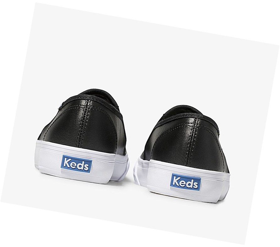 Zapatos Slip On Keds Double Decker Perf Cuero Mujer Negras | IXC-732468