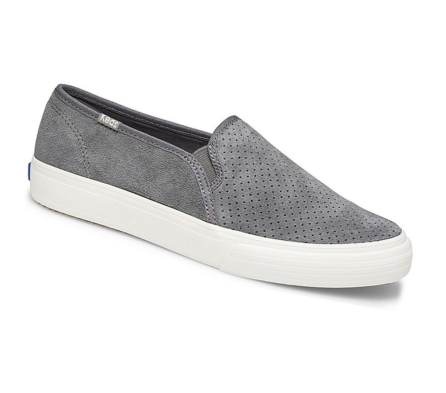 Zapatos Slip On Keds Double Decker Perf Gamuza Fall Comodidad Mujer Gris | OUB-276840