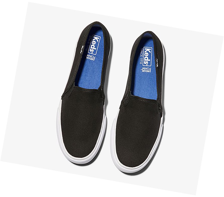 Zapatos Slip On Keds Double Decker Spring Lona Mujer Negras | ZDA-158207