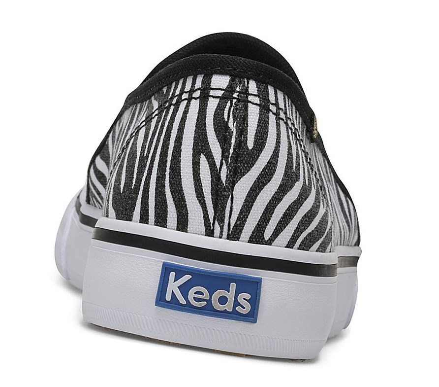 Zapatos Slip On Keds Double Decker Zebra Mujer Blancas Negras | IQT-451760