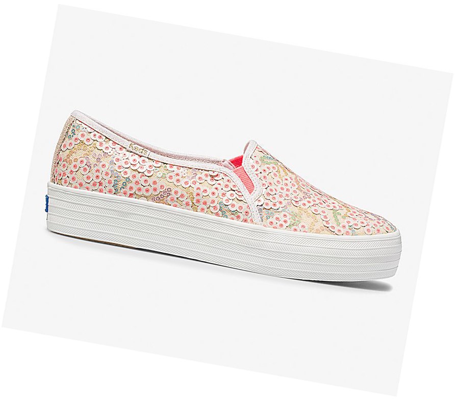 Zapatos Slip On Keds x Oh Joy! Triple Decker Sequins Mujer Rosas Multicolor | MSE-823695