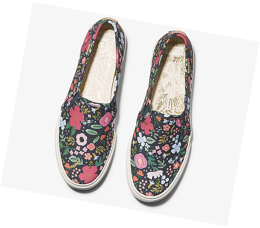 Zapatos Slip On Keds x Rifle Paper Co Double Decker Wild Rose Mujer Azul Marino | IBA-079356