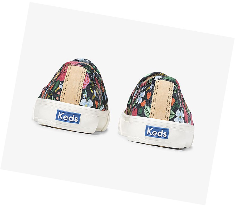 Zapatos Slip On Keds x Rifle Paper Co Double Decker Wild Rose Mujer Azul Marino | IBA-079356