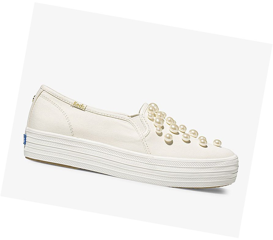 Zapatos Slip On Keds x kate spade new york Triple Decker Pearls Wedding Mujer Blancas | DQW-601982