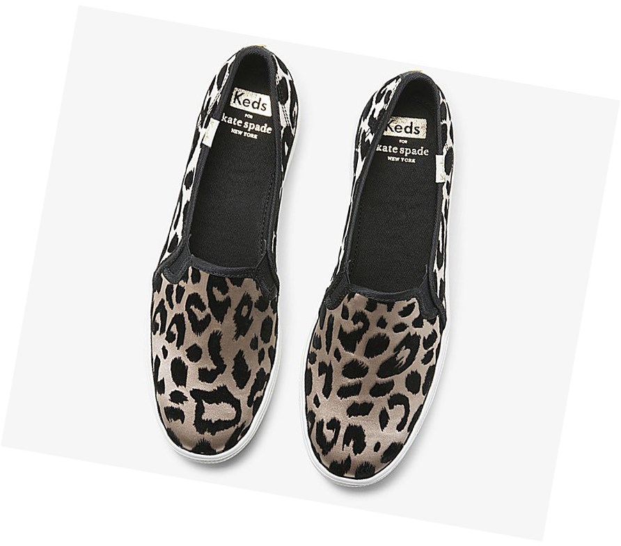 Zapatos Slip On Keds x kate spade new york Triple Decker Flocked Leopard Mujer Leopardo | ELK-761024