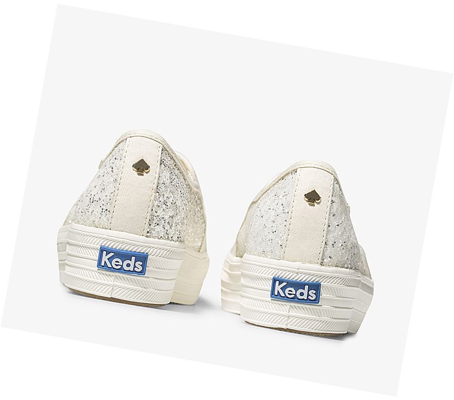 Zapatos Slip On Keds x kate spade new york Triple Decker Glitter Wedding Mujer Creme | HYP-713504