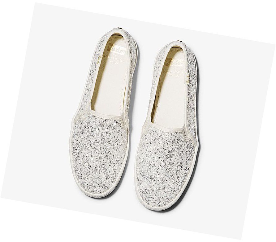 Zapatos Slip On Keds x kate spade new york Double Decker Glitter Wedding Mujer Creme | MGC-609271