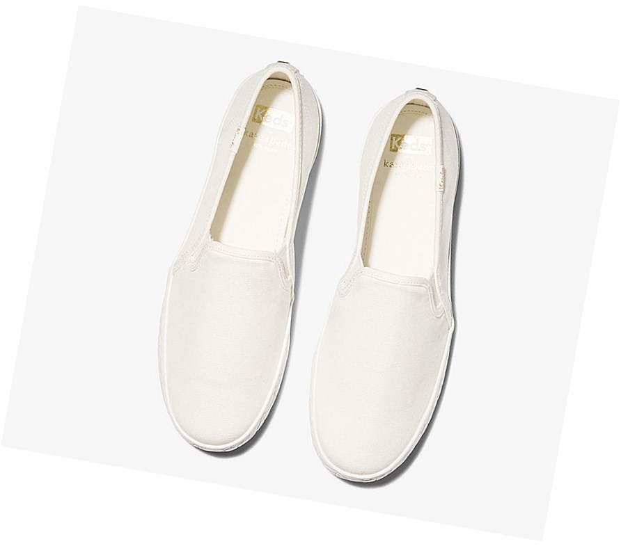 Zapatos Slip On Keds x kate spade new york Double Decker Logo Foxing Mujer Blancas | MIQ-231940