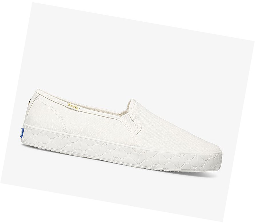 Zapatos Slip On Keds x kate spade new york Double Decker Logo Foxing Mujer Blancas | MIQ-231940