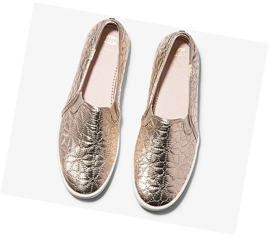 Zapatos Slip On Keds x kate spade new york Double Decker Acolchado Nylon Mujer Golden | NZR-018639