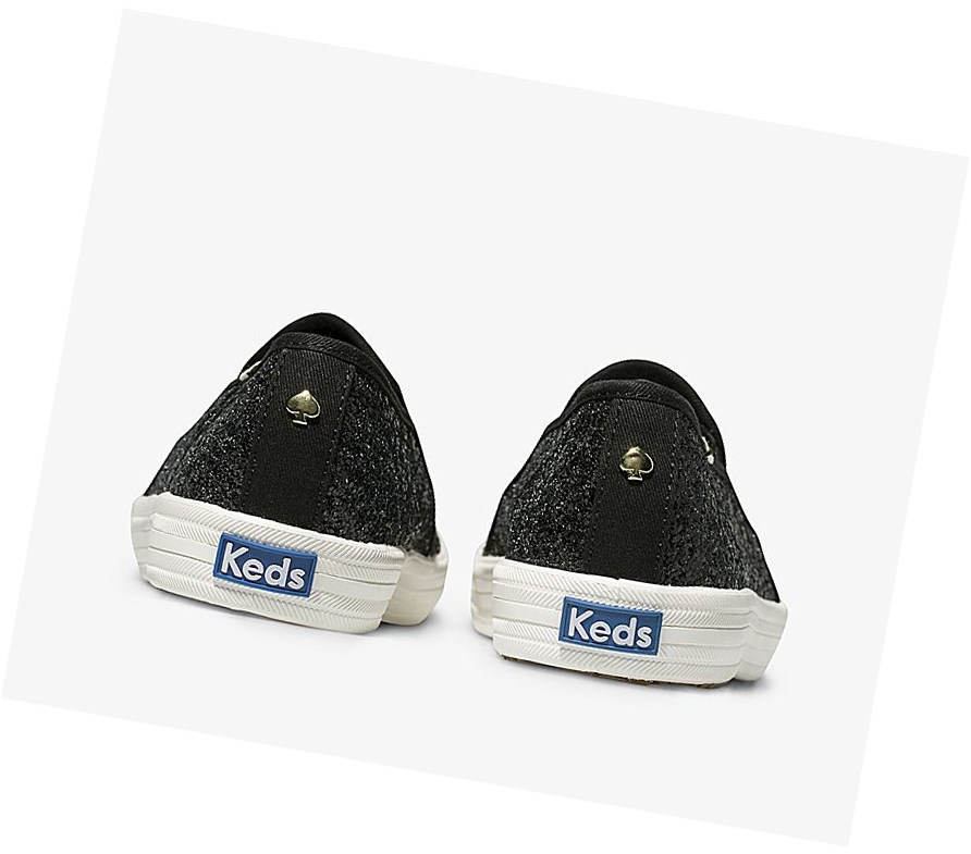 Zapatos Slip On Keds x kate spade new york Double Decker Glitter Mujer Negras | RWA-418560