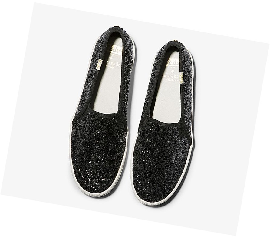 Zapatos Slip On Keds x kate spade new york Double Decker Glitter Mujer Negras | RWA-418560