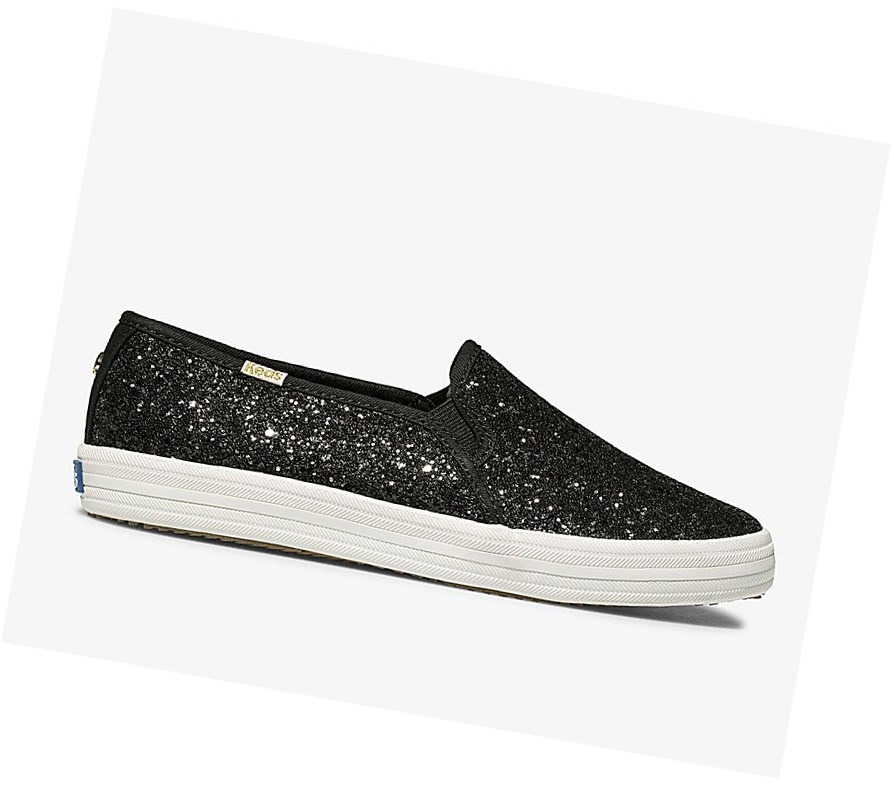 Zapatos Slip On Keds x kate spade new york Double Decker Glitter Mujer Negras | RWA-418560