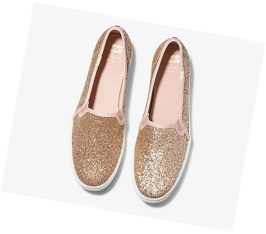 Zapatos Slip On Keds x kate spade new york Triple Decker Glitter Mujer Rosas Doradas | SGC-321546