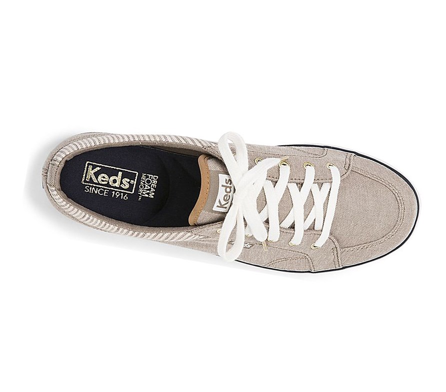 Zapatos con Cordones Keds Center Chambray/Stripe Comodidad Mujer Marrones | SZK-951368