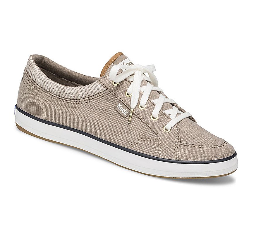 Zapatos con Cordones Keds Center Chambray/Stripe Comodidad Mujer Marrones | SZK-951368