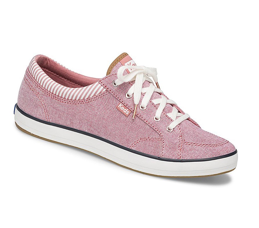 Zapatos con Cordones Keds Center Chambray/Stripe Comodidad Mujer Rojas | UYK-978614