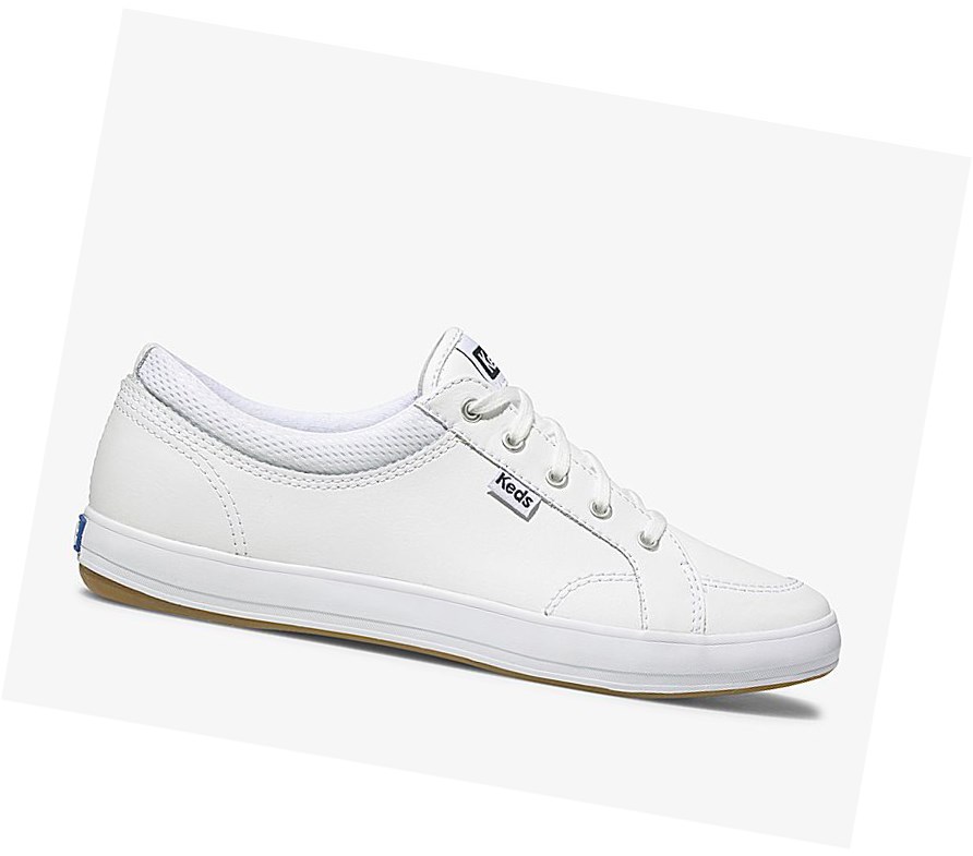 Zapatos con Cordones Keds Center Cuero Comodidad Mujer Blancas | UXW-540781