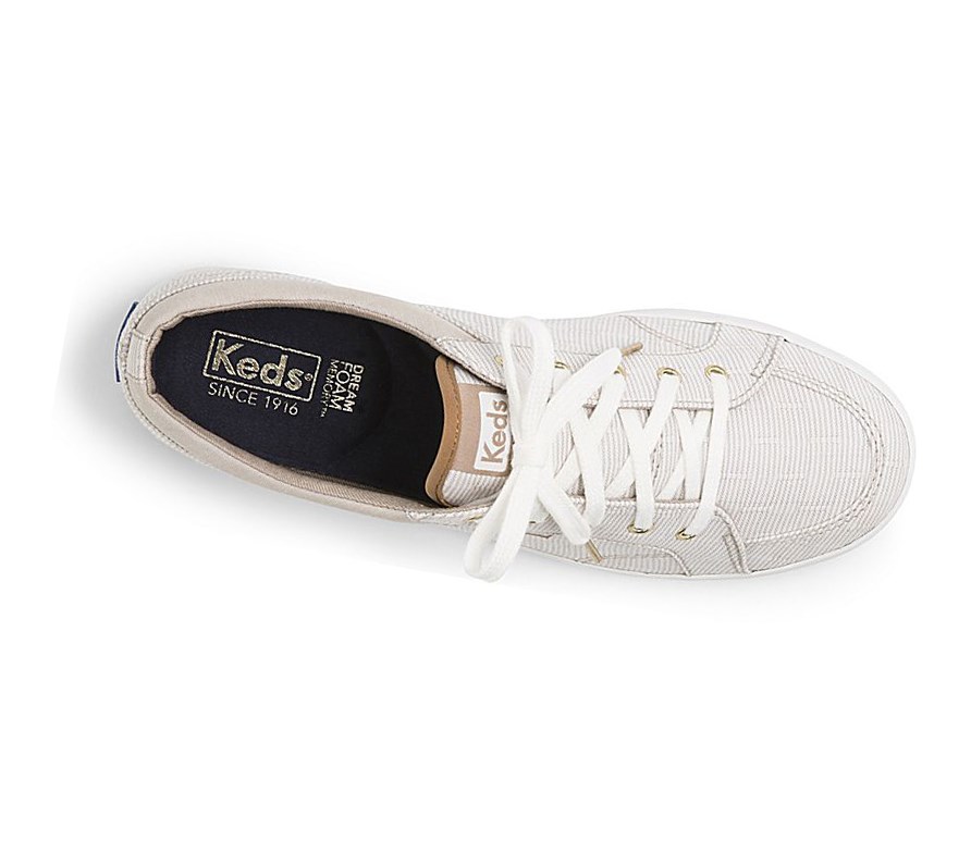 Zapatos con Cordones Keds Center Ticking Stripe Comodidad Mujer Amarillo | RNM-327589