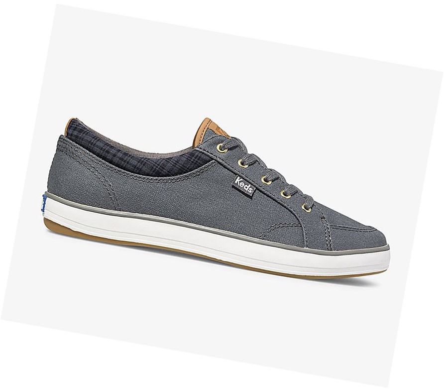 Zapatos con Cordones Keds Center Waxed Lona Comodidad Mujer Gris Oscuro | WXZ-658927