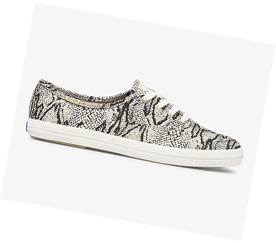 Zapatos con Cordones Keds Champion Animal Mujer Creme Serpent | AMX-250698