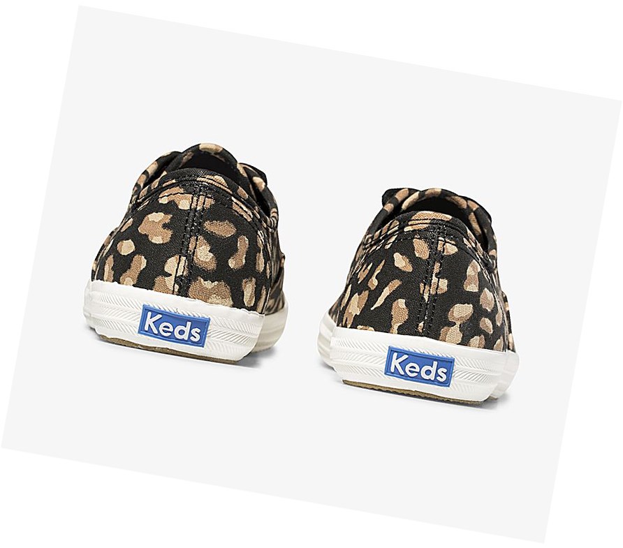 Zapatos con Cordones Keds Champion Animal Mujer Negras Leopardo | PYH-205346